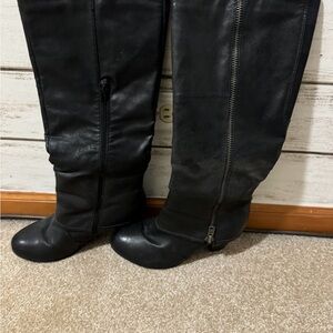 Chic Black Leather Heeled Boots